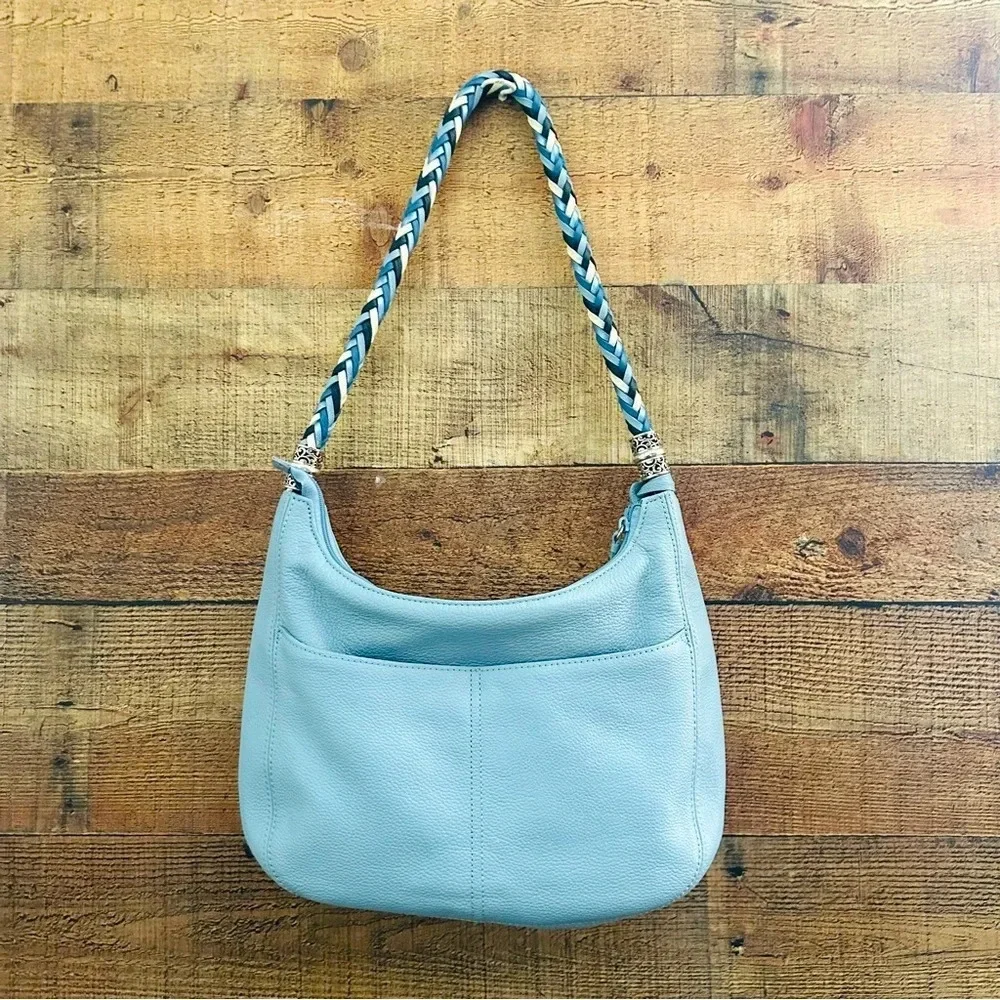 NWOT Rare Blue W Heart 💙 Charm Tassel Brighton Barbados Ziptop Hobo